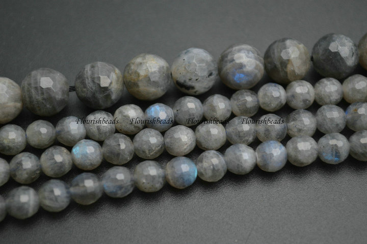 Faceted Natural Labradorite Stone Round Beads