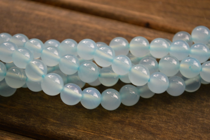 Light Blue color Agate Chalcedony Stone Round Loose Beads