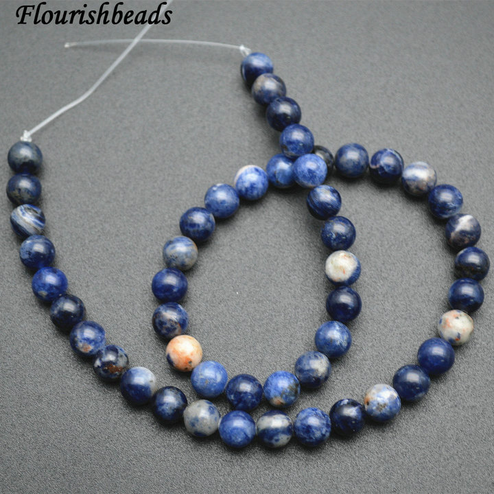 Natural Mix Blue and Orange Color Sodalite Stone Round Loose Beads