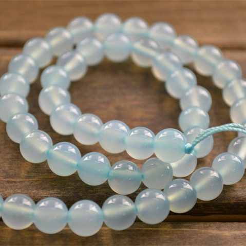 Light Blue color Agate Chalcedony Stone Round Loose Beads