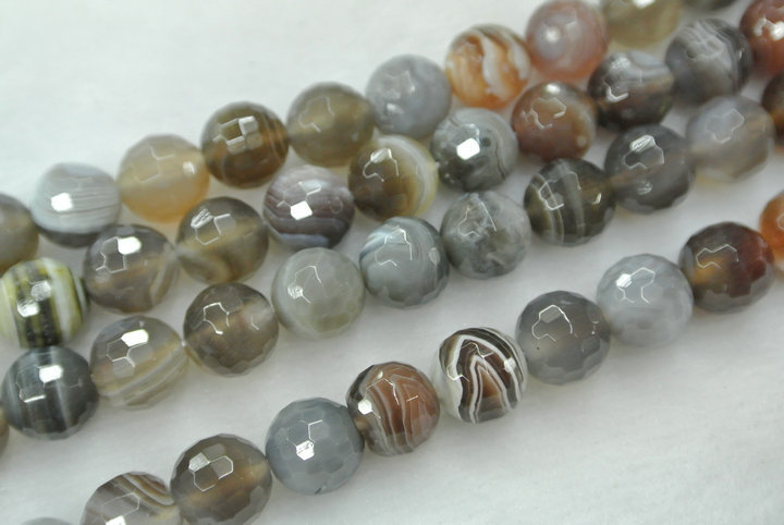Faceted Natural Persian Agate Stone Round Loose Beads