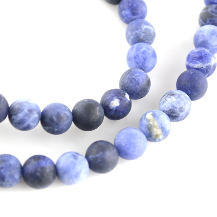 Matte Natural Brazil Sodalite Stone Round Loose Beads