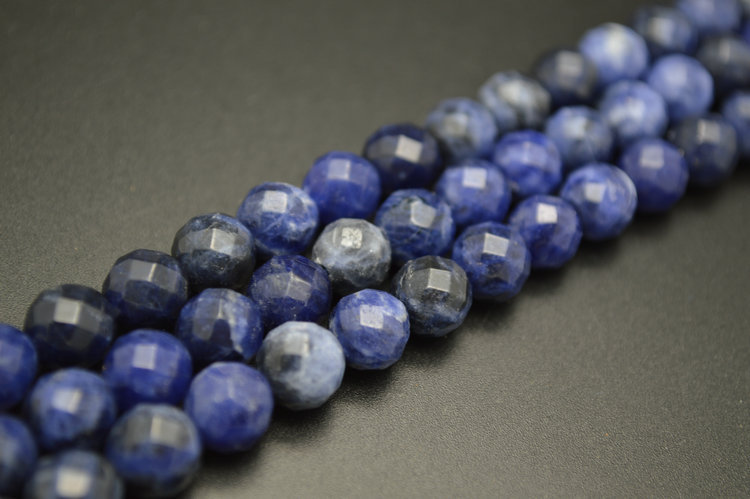 Faceted Natural Brazil Sodalite Stone Round Loose Beads