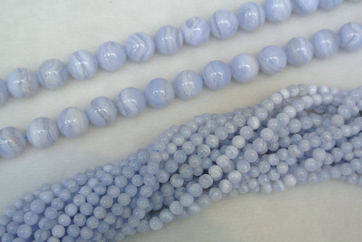 Natural Blue Lance Agate Stone Round Loose Beads