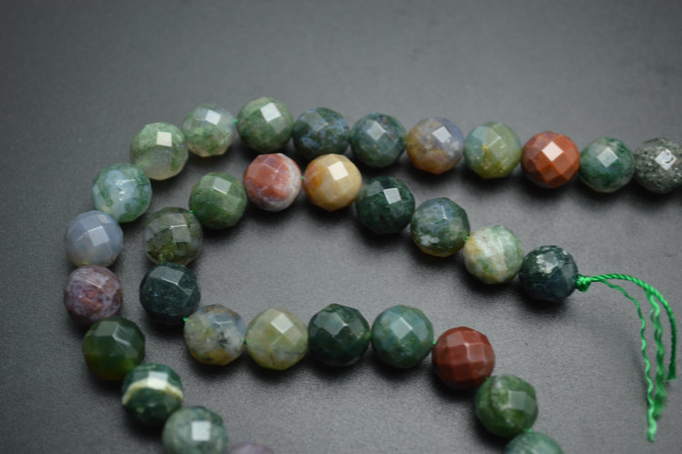 Faceted Natural India Agate Stone Round Loose Beads