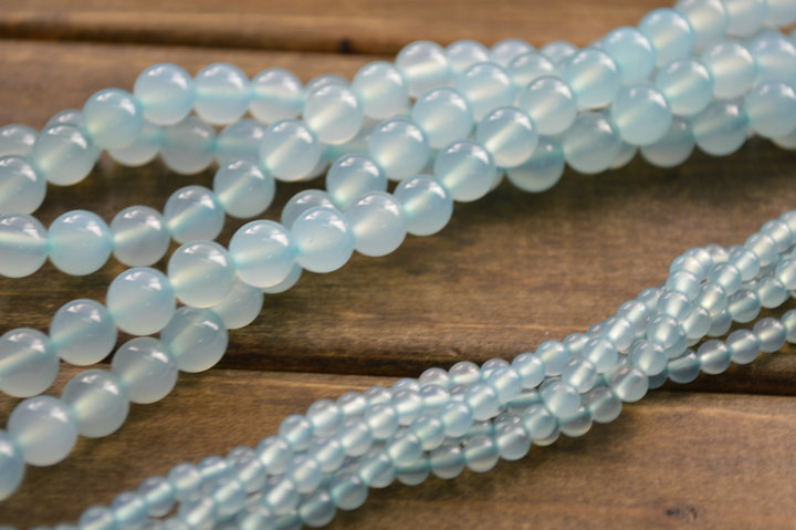 Light Blue color Agate Chalcedony Stone Round Loose Beads