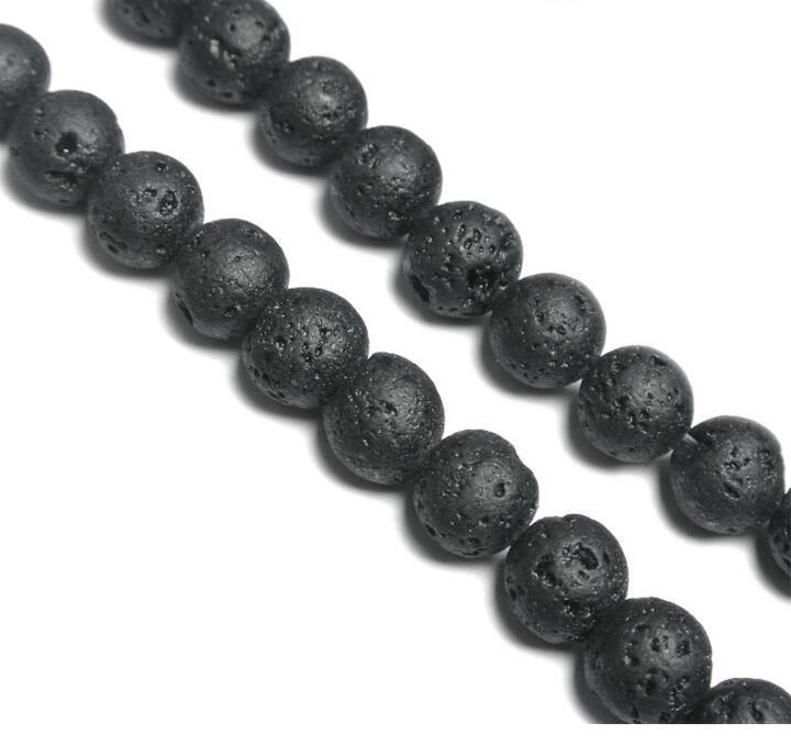 4mm~20mm Natural Black Lava Stone Round Loose Beads