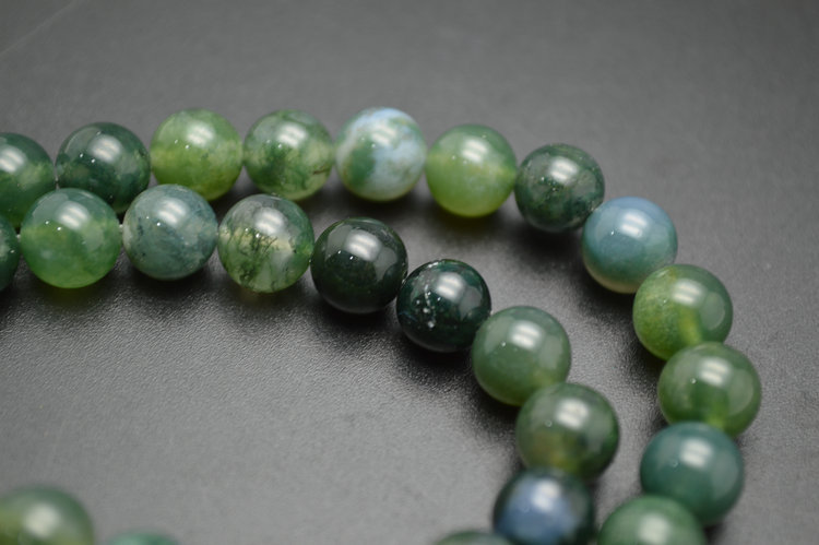 Natural Green Moss Agate Stone Round Loose Beads