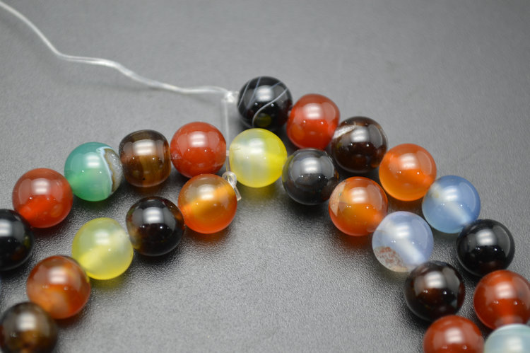 Multi color Agate Stone Round Loose Beads
