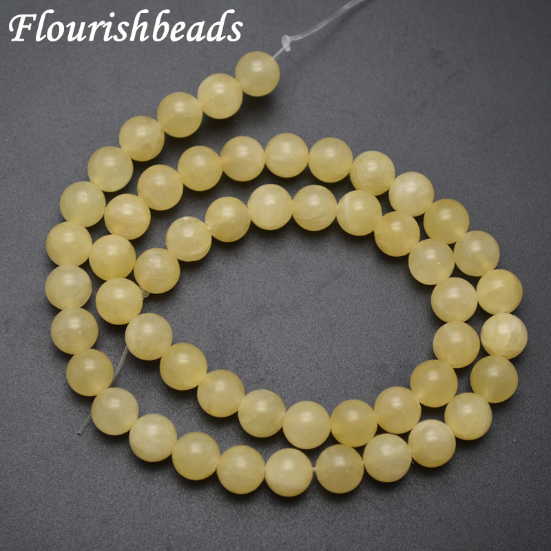 Natural Yellow Honey Jade Stone Round Loose Beads