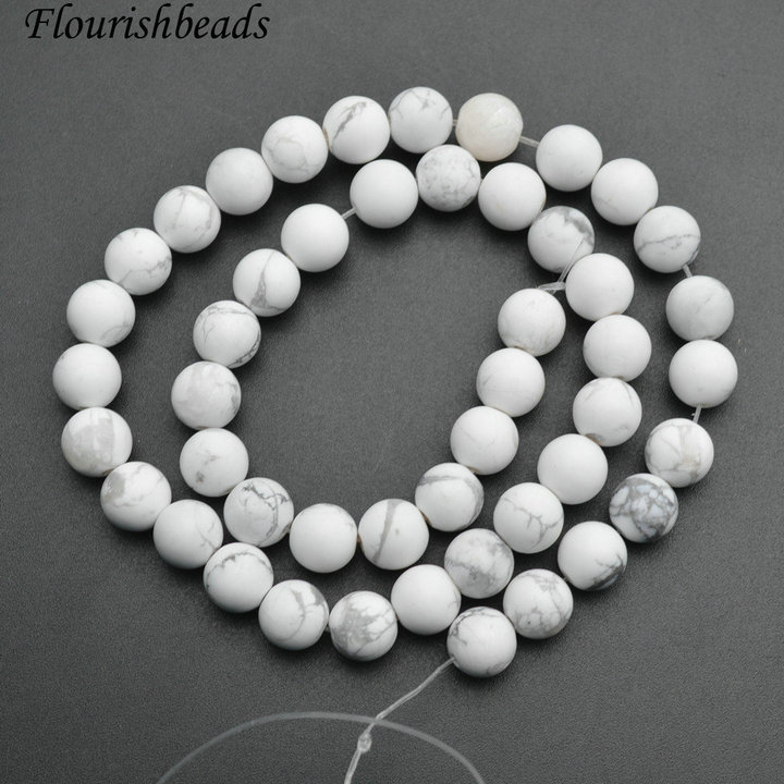 Matte Natural White Howlite Stone Round Loose Beads