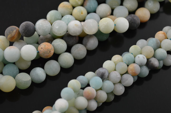 Matte Natural Mix color Amazonite Stone Round Loose Beads
