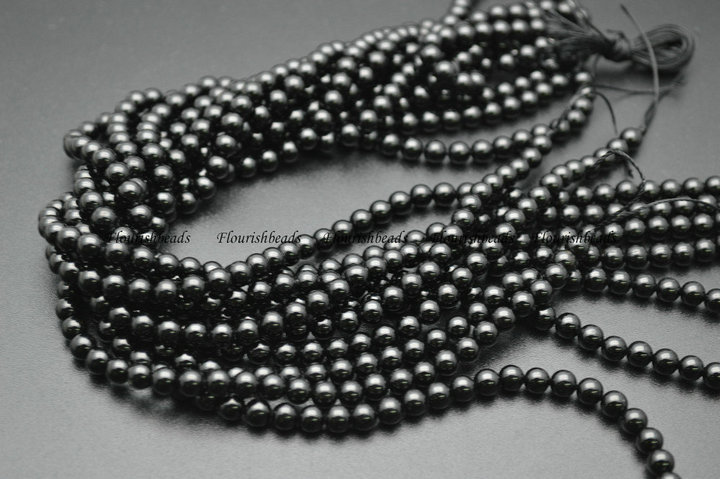Natural Black Tourmaline Stone Round Beads