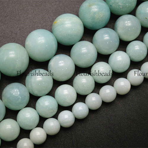 Natural Pure color Amazonite Stone Round Loose Beads