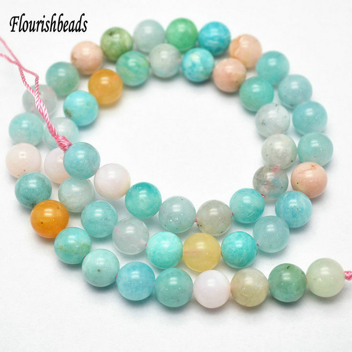 Multi Color Natural Amazonite Stone Round Loose Beads