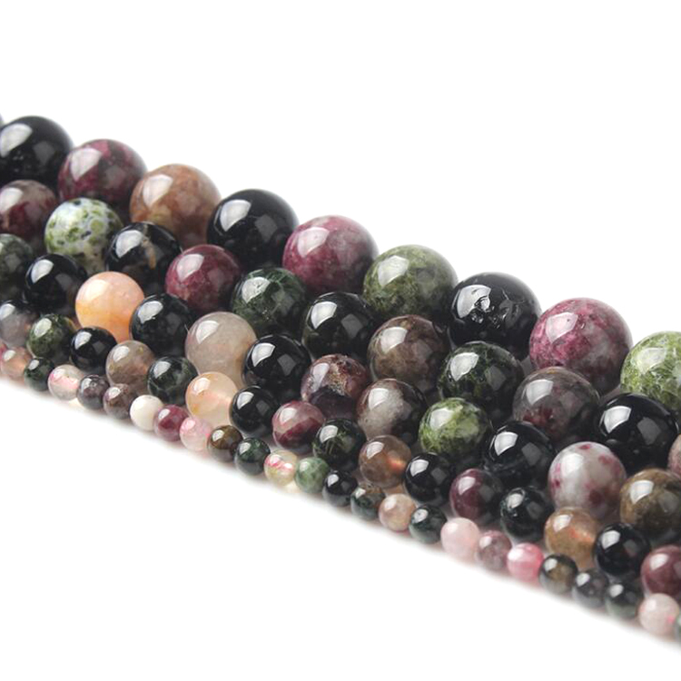 Natural Mix color Tourmaline Stone Round Loose Beads