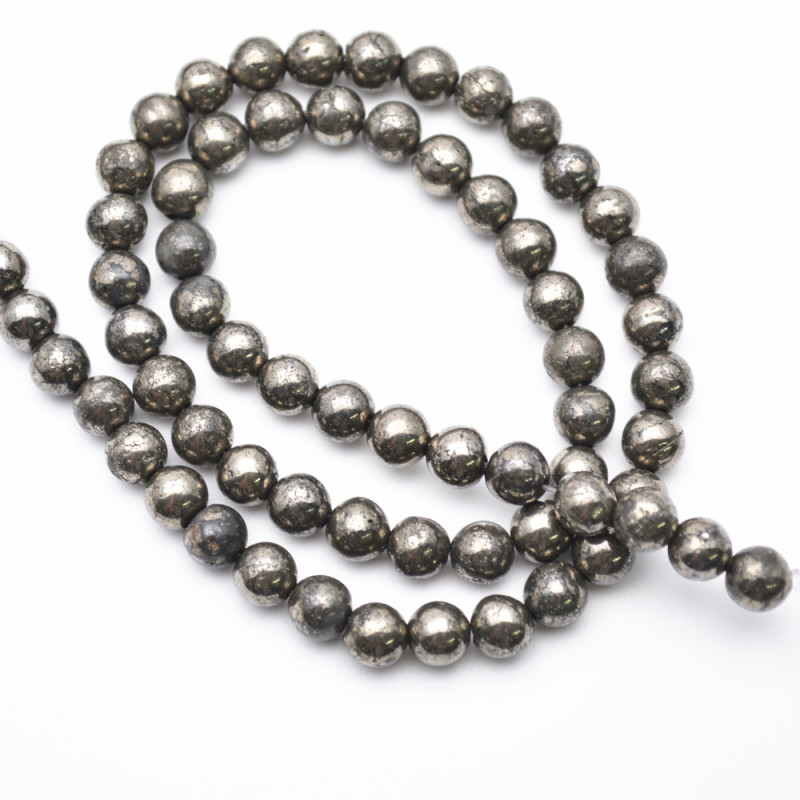 2mm~20mm Smooth Natural Pyrite Round Loose Beads