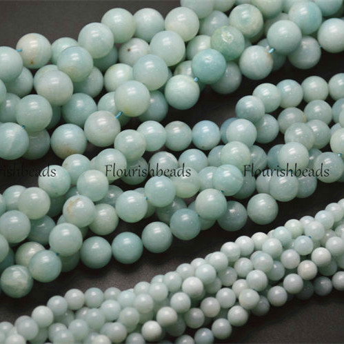Natural Pure color Amazonite Stone Round Loose Beads