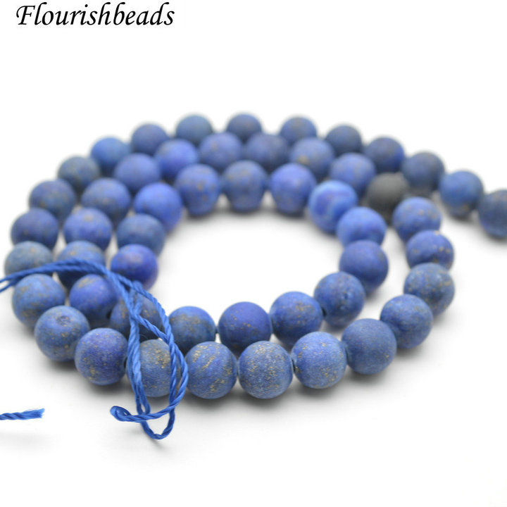 Matte Dull Polished Dyed Lapis Lazuli Stone Round Beads