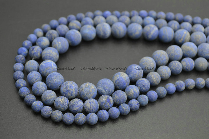 Matte Dull Polished Natural Lapis Lazuli Stone Round Beads