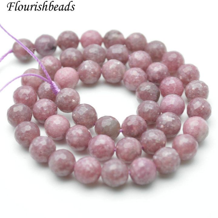 Faceted Natural Pure Pink Tourmaline Stone Round Loose Beads