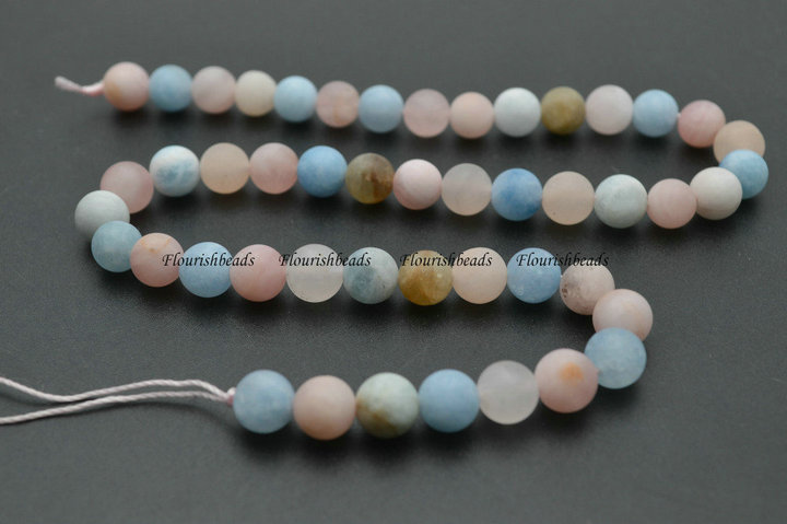 Matte Natural Mix color Morganite Stone Round Loose Beads