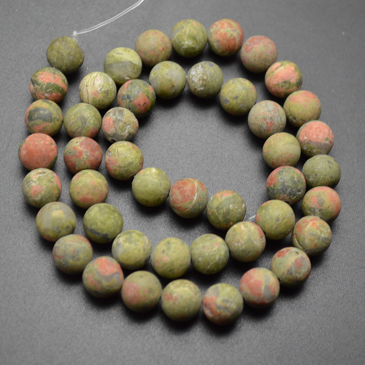 Matte Natural Unakite Stone Round Loose Beads
