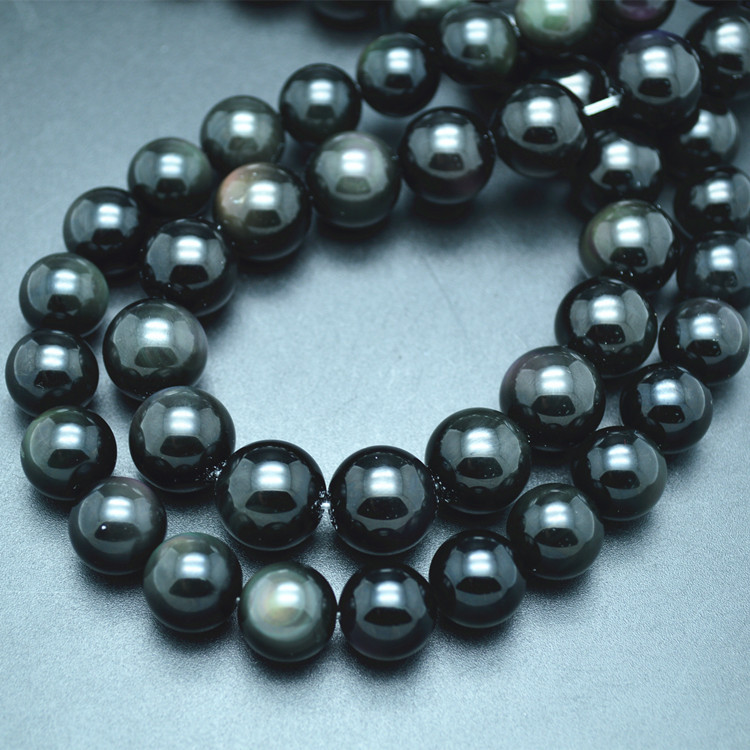 4mm~14mm Natural Black Obsidian Stone Round Loose Beads