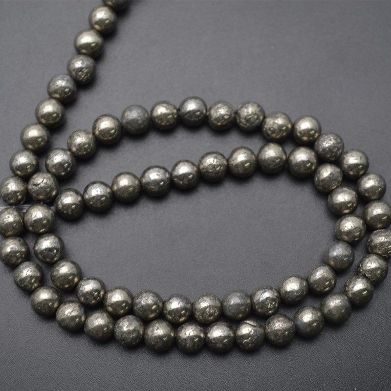 2mm~20mm Smooth Natural Pyrite Round Loose Beads