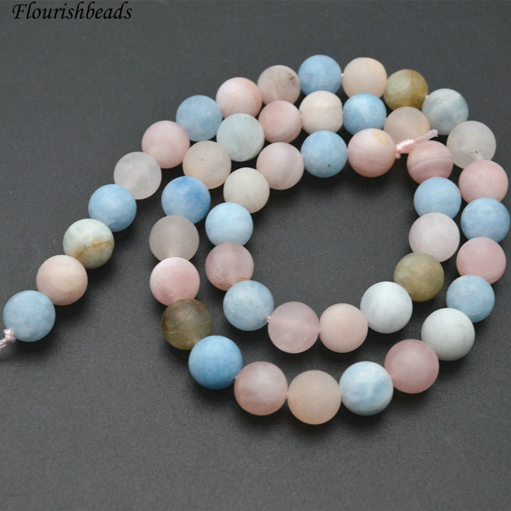 Matte Natural Mix color Morganite Stone Round Loose Beads