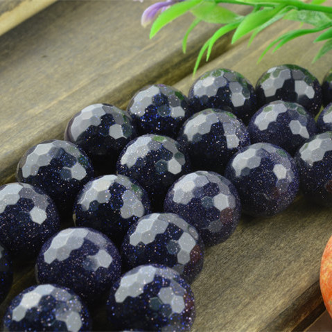 Faceted Blue Sandstone Round Loose Beads Wholesale Jewelry making supplies