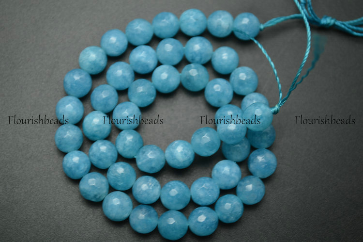 Faceted Dyed Blue Angelite Stone Round Loose Beads Wholesale Jewelry making supplies