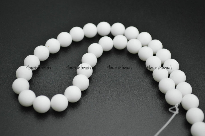 Matte Dull Polished Natural White Porcelain Stone Round Loose Beads Wholesale Jewelry making supplies