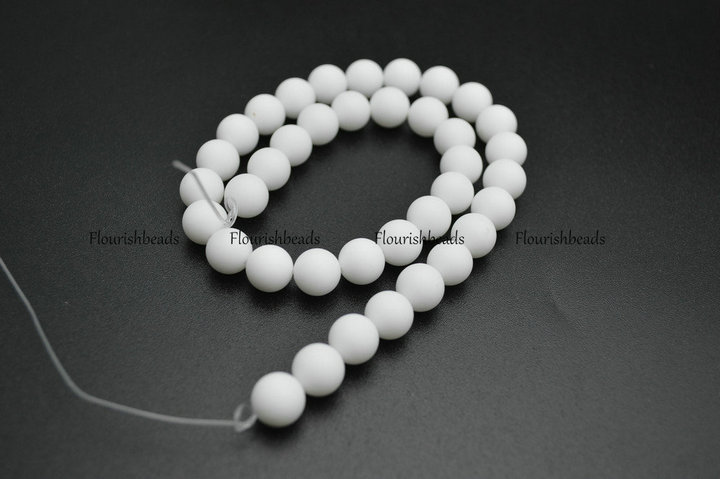 Matte Dull Polished Natural White Porcelain Stone Round Loose Beads Wholesale Jewelry making supplies
