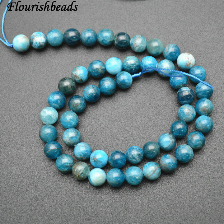 Natural Blue Apatite Stone Round Beads