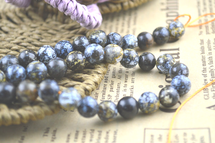 Natural Black Ocean Jasper Stone Round Loose Beads Wholesale Jewelry making supplies