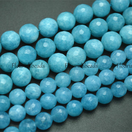 Faceted Dyed Blue Angelite Stone Round Loose Beads Wholesale Jewelry making supplies