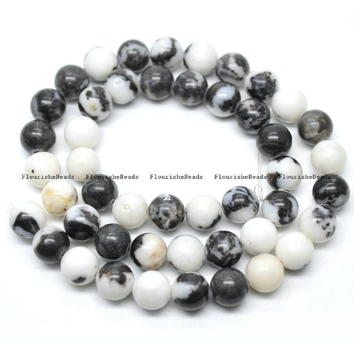 Natural Black White Zebra Stone Stone Round Loose Beads Wholesale Jewelry making supplies