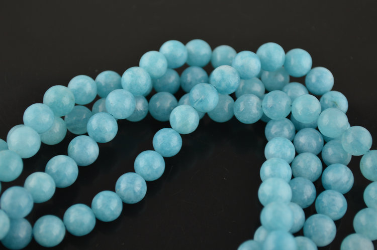 Smooth Dyed Blue Angelite Stone Round Loose Beads
