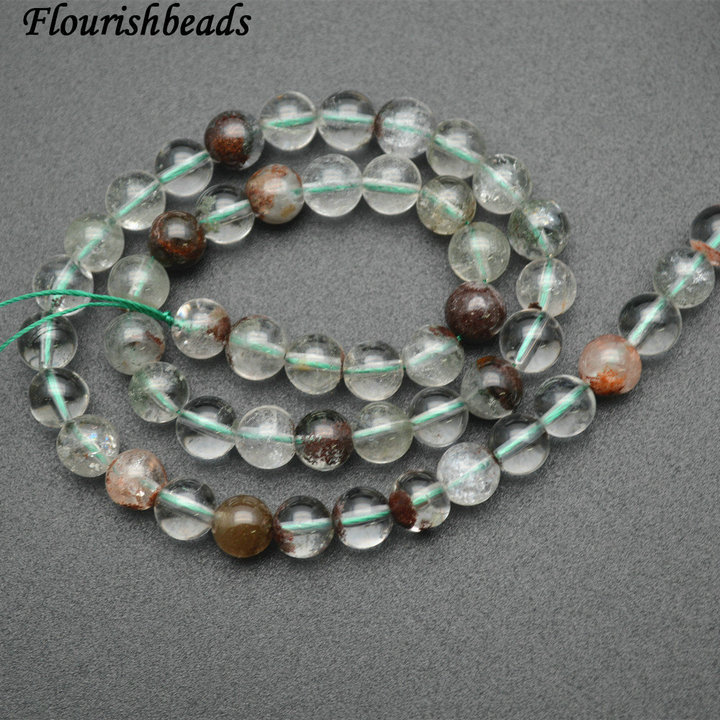 Natural Green Phantom Quartz Stone Round Beads
