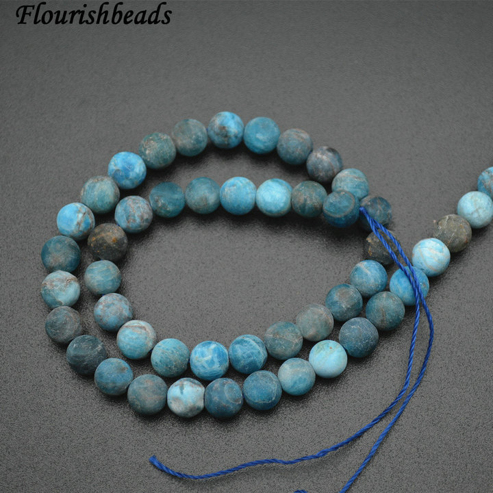 Matte Natural Blue Apatite Stone Round Beads