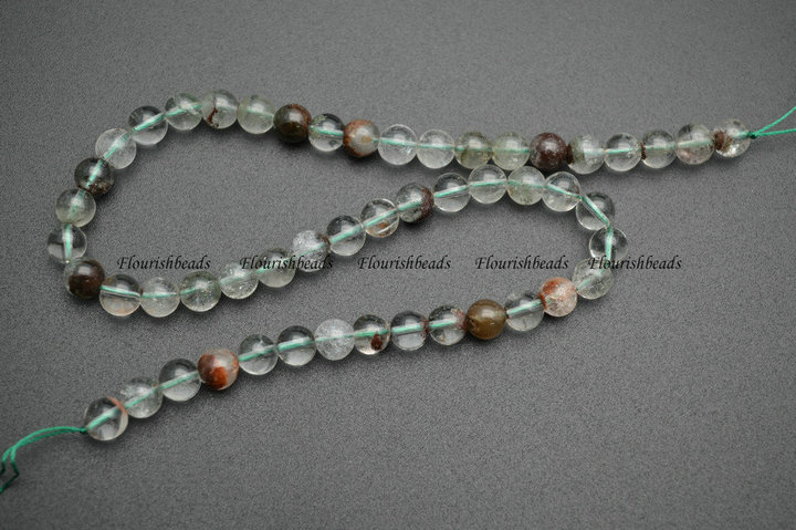 Natural Green Phantom Quartz Stone Round Beads