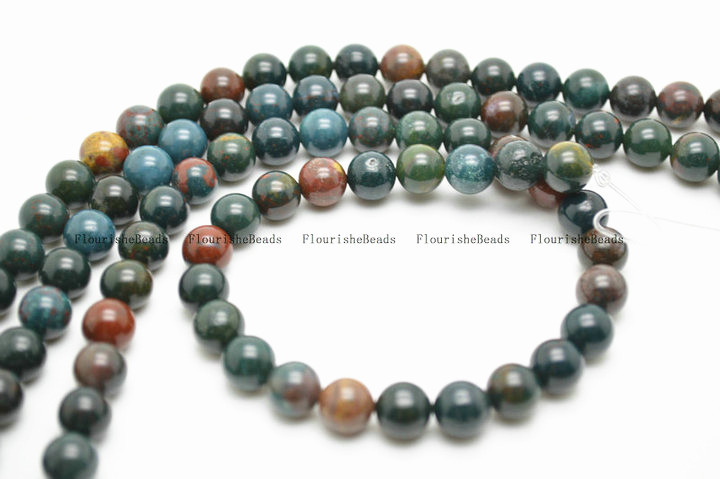 Natural Green Blood Stone Round Loose Beads Wholesale Jewelry making supplies