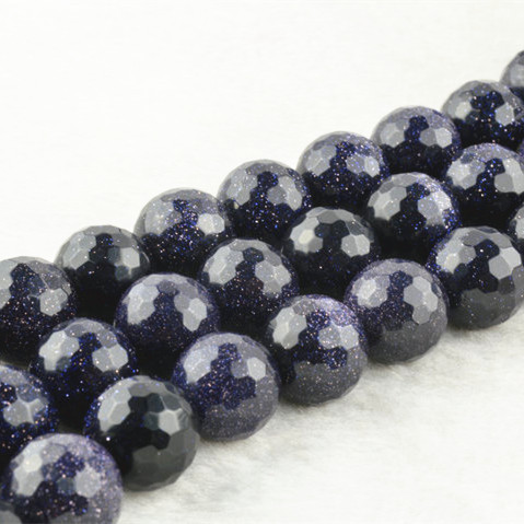 Faceted Blue Sandstone Round Loose Beads Wholesale Jewelry making supplies