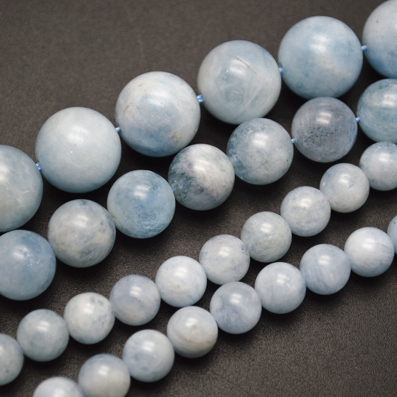 Middle Qualtiy Natural Aquamarine Stone Round Beads