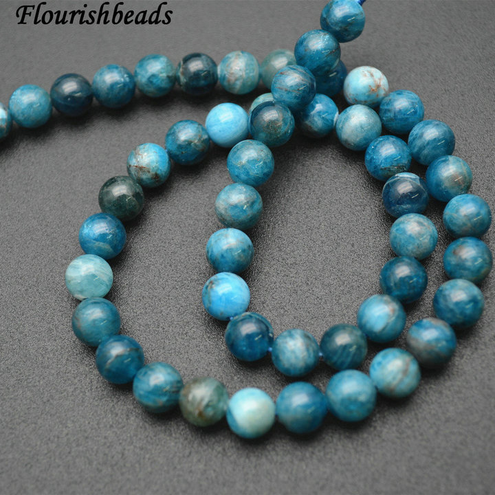 Natural Blue Apatite Stone Round Beads