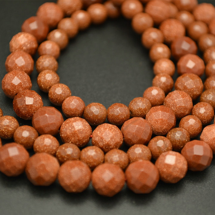 Faceted Gold Sandstone Round Loose Beads Wholesale Jewelry making supplies