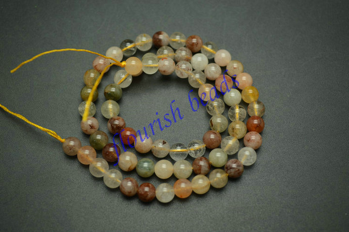 Natural Mix Color Rutilated Quartz Stone Round Loose Beads Wholesale Jewelry making supplies