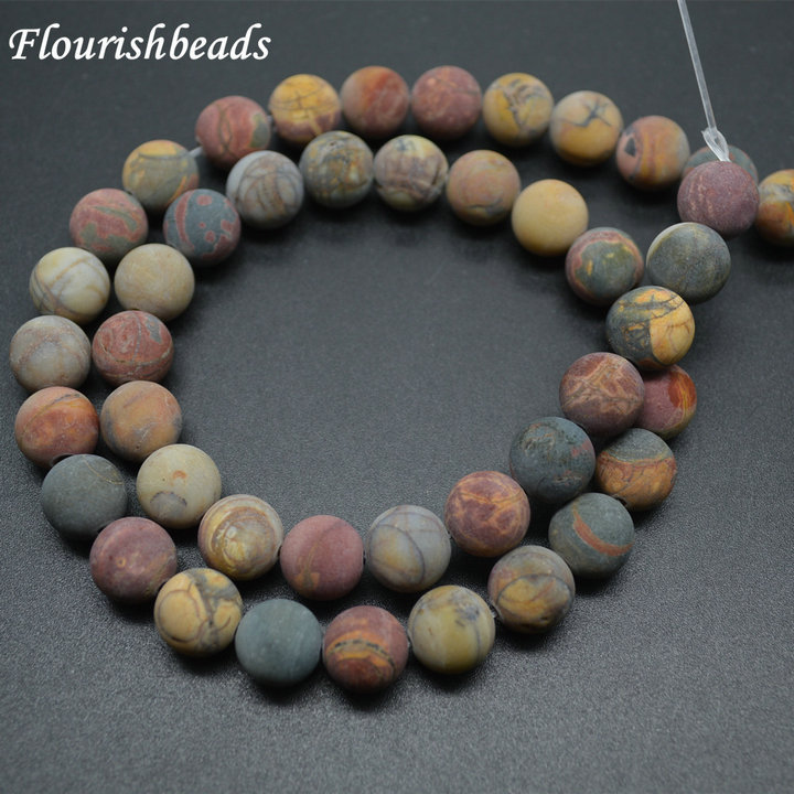Matte Natural Picasso Jasper Red Veins Turquoise Stone Round Loose Beads