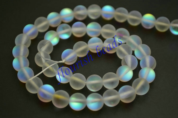 Synthetic Shiny Labradorite Glass Round Loose Beads